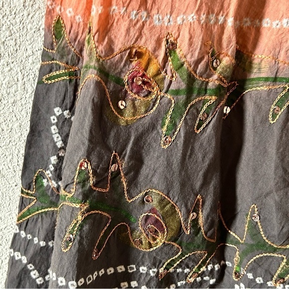 Max Studio Boho Embroidered Sequin Floral Vine Aline Skirt Women Size 4 - Picture 5 of 14